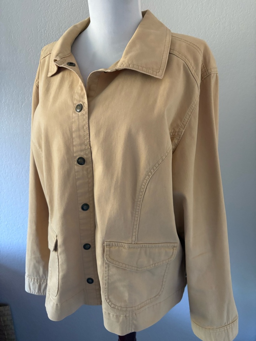 Chicos western soft cotton blend light tan embroidered detail jacket size 3 - Picture 2 of 8